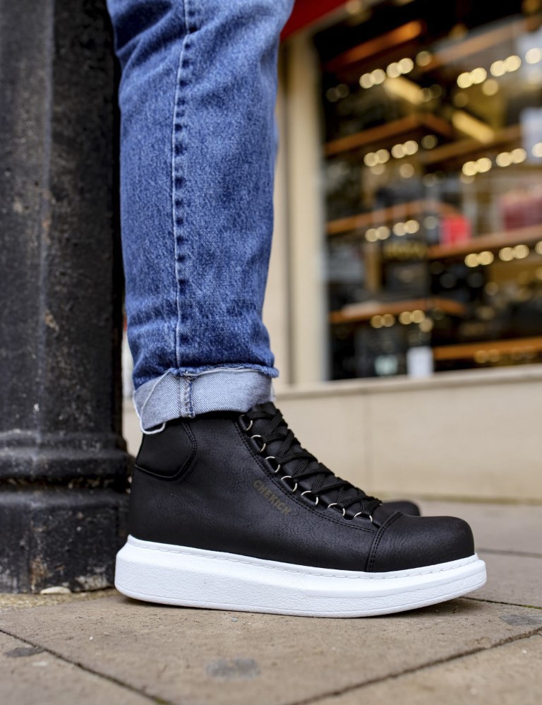 Ανδρικά ασπρόμαυρα μποτάκια δερματίνη χαμηλά CH258 φωτογραφία